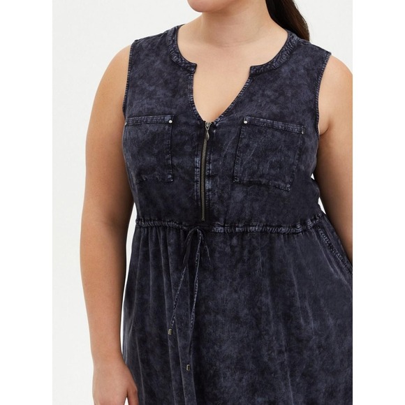 Torrid Mini Challis Zip Front Shirt Dress Tie Dye Gray Plus Size 2 2X Grunge - Picture 4 of 13